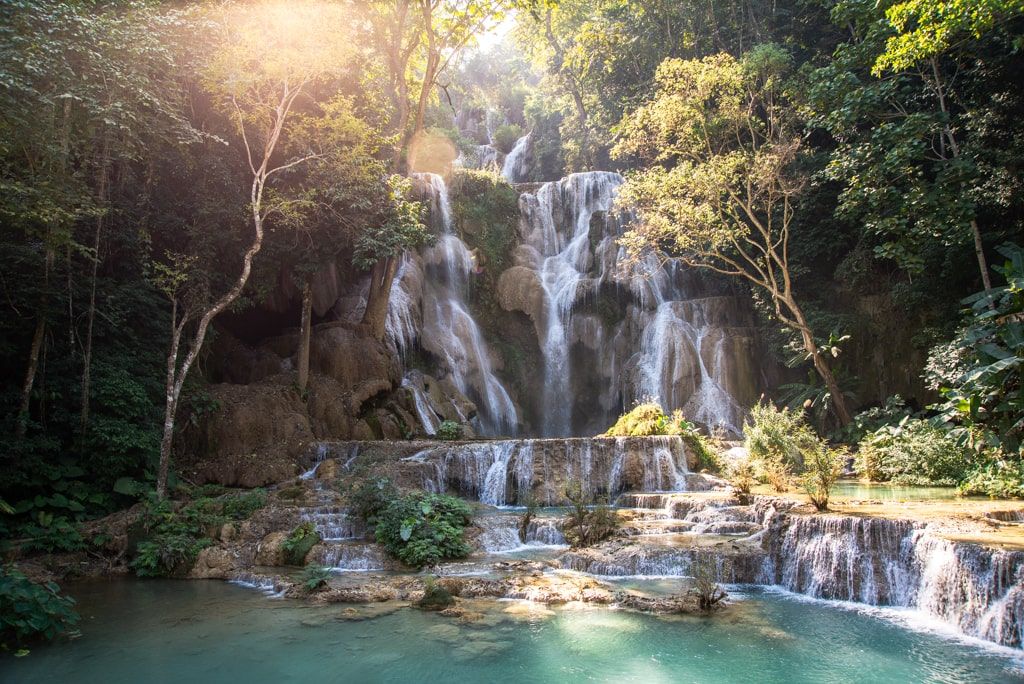 La cascada principal de las Kuang Si
