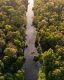 Vista aérea del río Kinabatangan al atardecer
