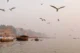 Vistas de Varanasi desde el Ganges al amanecer
