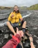 Contentos después de haber superado la prueba del último vadeo de río