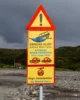 Señal de advertencia en los cruces de ríos más peliagudos de Islandia